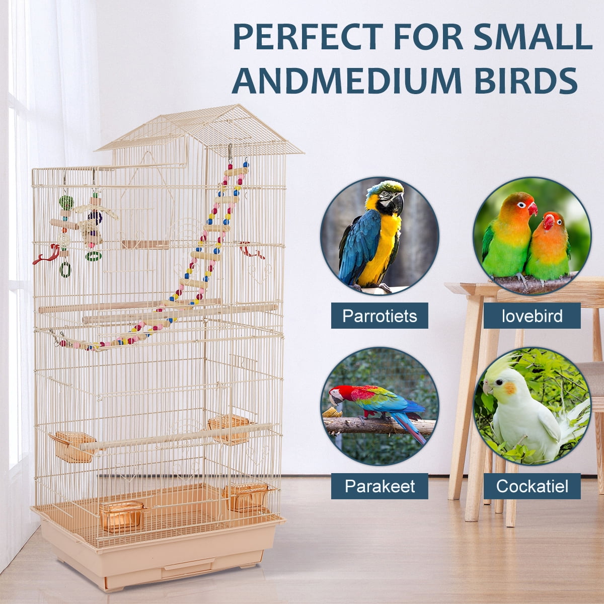 Buy Dkelincs 39 Inch Big Birdcage Study Parakeet Cage Aviary with