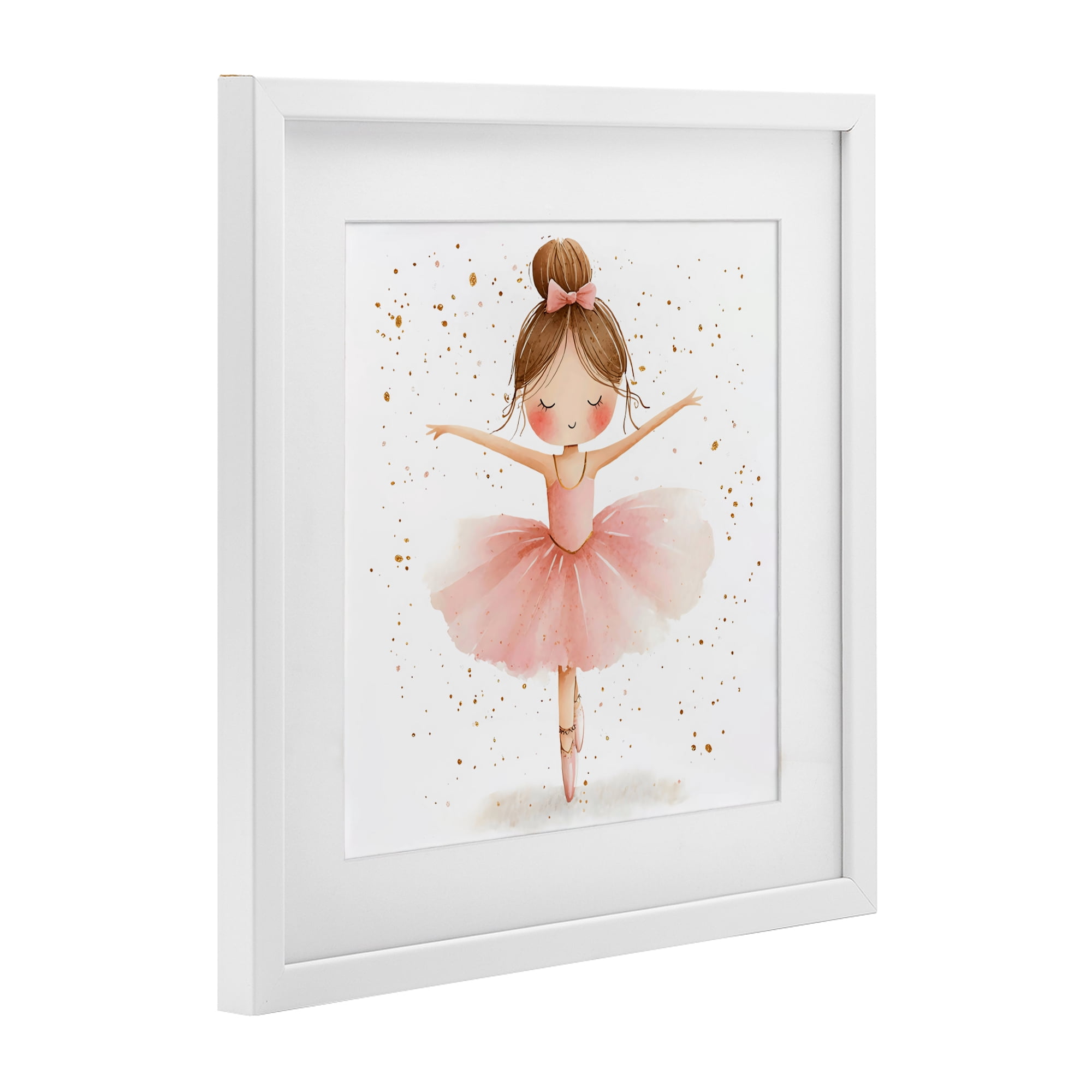 Stupell Industries Sweet Ballerina Pose White Framed Print Under Glass, design by Creative Studio
