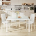 thumbnail image 3 of Dining Table Set for 4,Asofer Home Kitchen Glass Dining Set with 4 PU Leather Chairs, Modern Thick Tempered Glass Table, White, 3 of 6