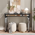 thumbnail image 3 of Atumcto Mirror Console Table with Vintage Wood Grain Carving, Elegant Entryway Sofa Table for Living Room, 3 of 10