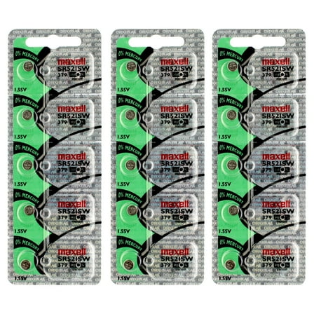 3x 5PK Maxell Silver Oxide Watch Battery SR521SW Low Drain Replaces 379