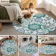 thumbnail image 6 of Round Rugs 5 Ft, Teal Paisley Pattern Non Slip Area Rugs for Kitchen Bedroom Entryway, Boho Ethnic Floral Traditional Washable Carpet Runner Rug Floor Mats for Bedroom Home Decor, 6 of 9