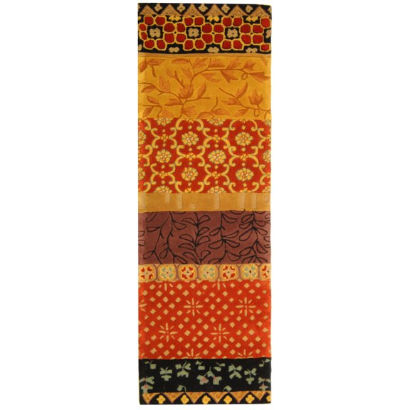 SAFAVIEH Rodeo Drive Luis Floral Geometric Wool Runner Rug, Rust/Gold, 2'6" x 12'