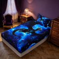 thumbnail image 2 of Manfei Neon Dragon Animals Twin Fitted Sheet,Retro Cloud Starry Sky Bedding,Blue Black,2pcs,1 Fitted Sheet and 1 Pillowcase, 2 of 6