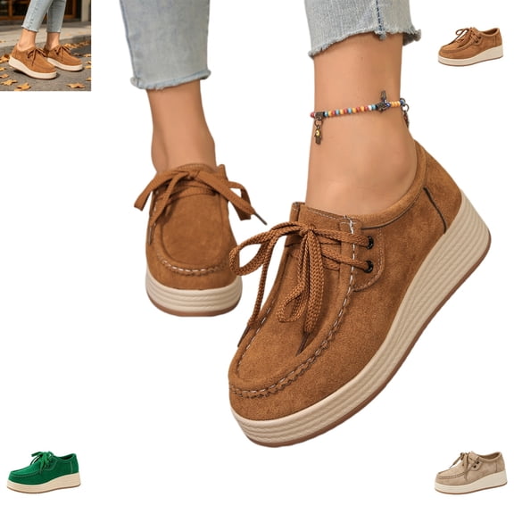 YOUYEDIAN Sneakers for Women Spring Fall Fashion Platform Round Toe Non Slip Comfortable Sneakers Casual Versatile Vintage Strap Walking Shoes
