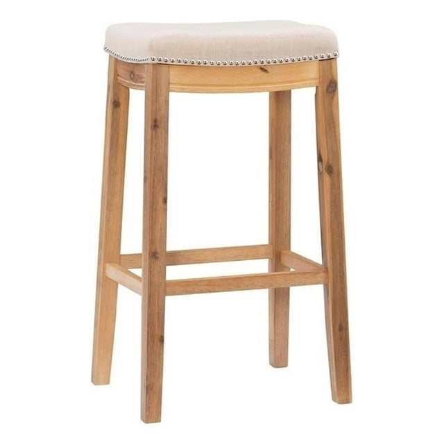 Riverbay Furniture 32"H Transitional Wood Bar Stool in Rustic Brown Stained