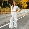 thumbnail image 2 of GiLiling Teen Girls Barrel Sweatpants High Waisted Fleece Baggy School Sweat Pants Barrel Leg Pants High Waisted Baggy Fit Pants (White, 9-10 Years), 2 of 7