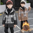 thumbnail image 3 of Beautyzll 2-14Y Toddler Baby Boys Winter Coat Kids Plaid Double Breasted over Coats Long Jackets for, 3 of 11