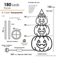 thumbnail image 2 of Muñeco Calabaza de Tela con Luces LED y sombrero de Bruja de 3 Niveles, 2 of 6