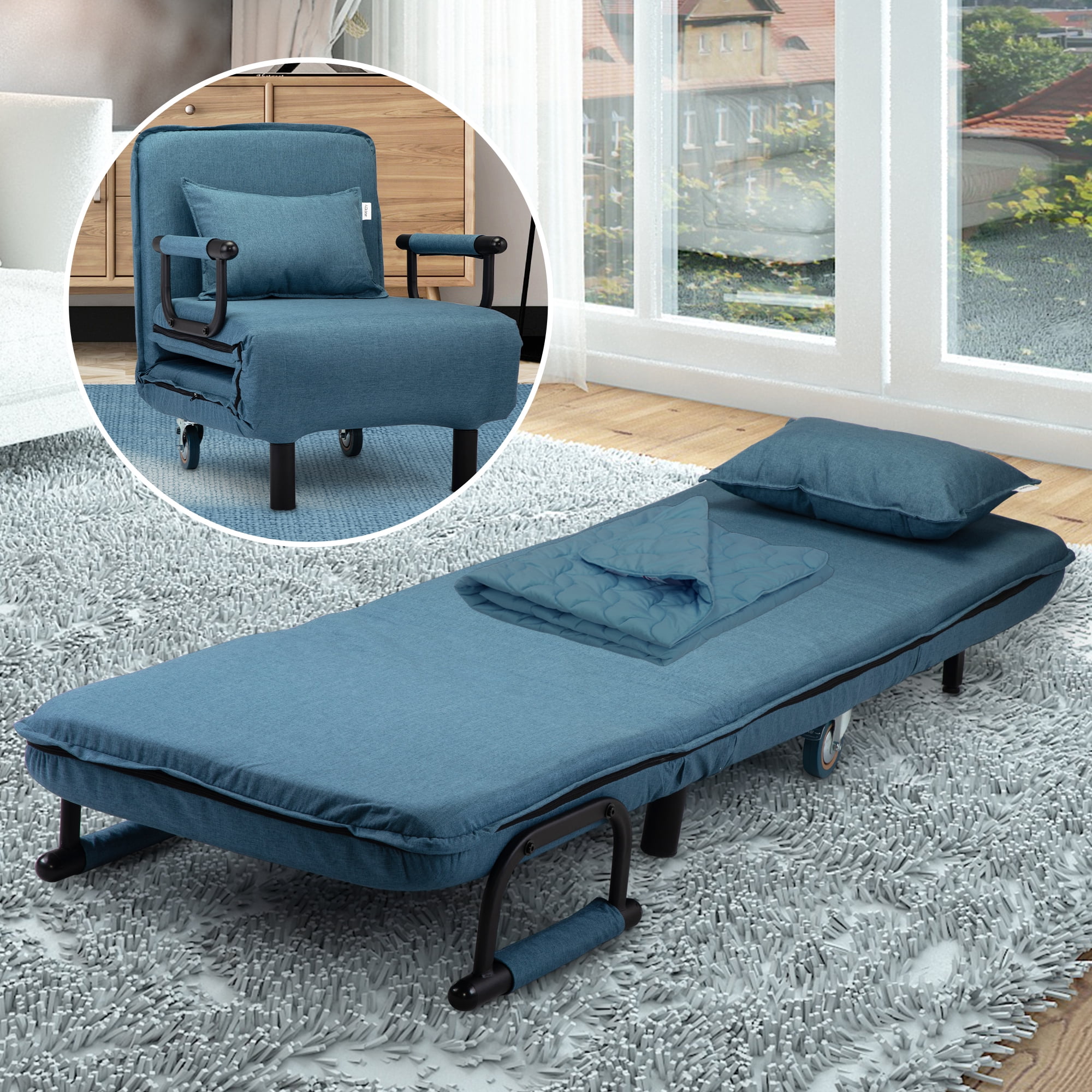 Buy Jaxpety Convertible Sofa Bed, Sleeper Chair 6 Positions Folding Arm