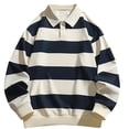 thumbnail image 3 of Men'S Polo Shirts Retro Long Sleeve Lapel Striped Loose Casual Golf Shirts, 3 of 9