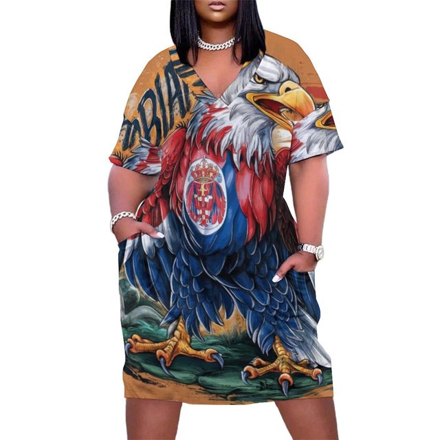 Serbian Eagle-vestido holgado con dos bolsillos para mujer vestido de fiesta de lujo para mujer vestidos de noche para mujer verano 2025