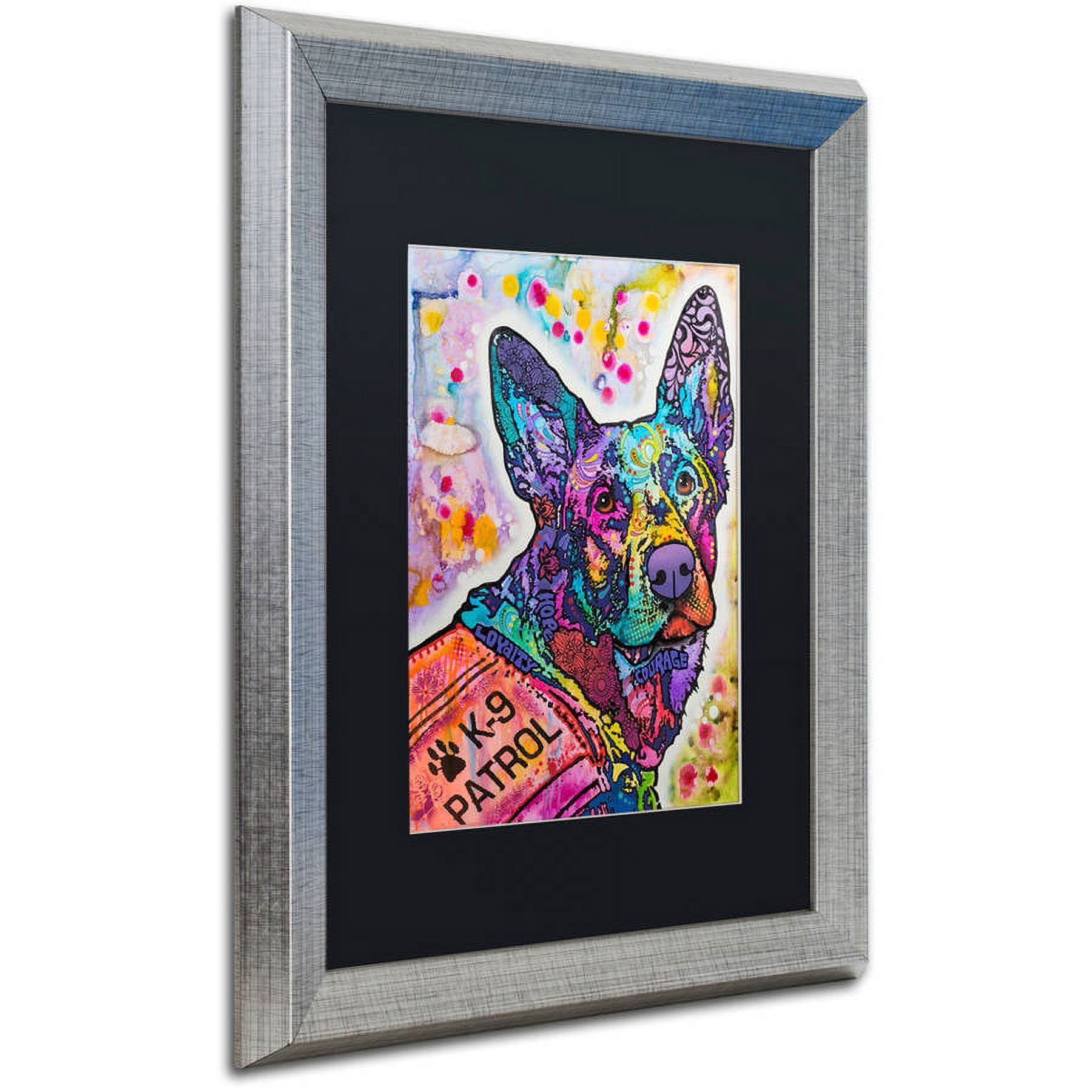Trademark Fine Art "K-9 Patrol Large-003" Canvas Art by Dean Russo, Black Matte, Silver Frame