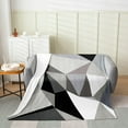 thumbnail image 2 of Geometric Triangle Throw Blanket Black Brown White Grey Fleece Blanket Patchwork Geometry Blanket 30x40 Inch Adults Men Modern Abstract Fuzzy Blanket, 2 of 4