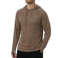 thumbnail image 2 of Satankud Men's UPF 50+ Long Sleeve Sunscreen Hoodie UV Sun Protection Hoodie with Thumbholes for Workout Fishing Hiking Sports Long Sleeve Hoodie Dark Khaki M, 2 of 9