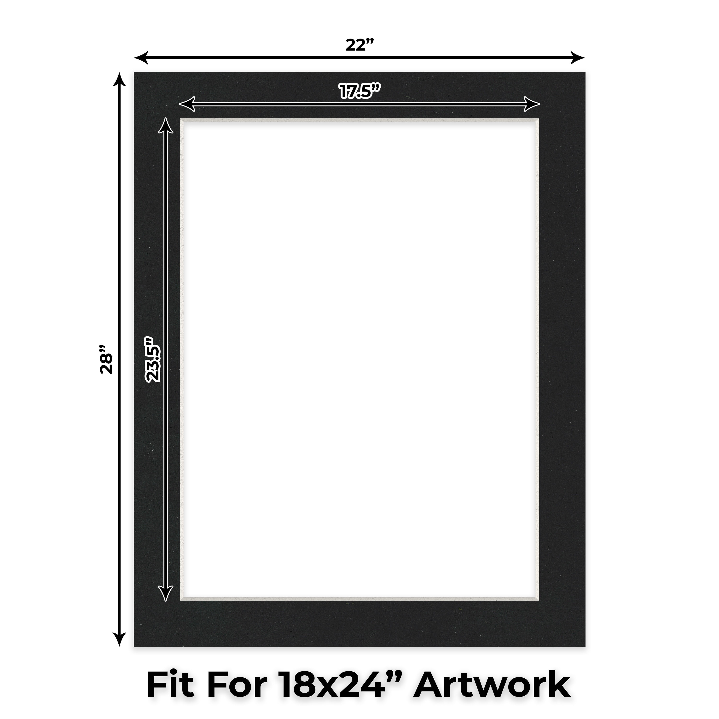 Black Suede Picture Frame Mat for 22x28 Frames - Fits 18x24 Photos - 25 Mats