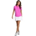 thumbnail image 3 of IBKUL Women's Short Sleeve Zip Mock Neck Shirt, Color: Hot Pink, Size: 2XL, 3 of 4