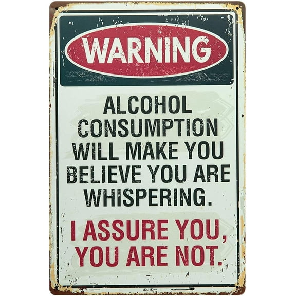 Warning Metal Tin Sign, Tin Signs Vintage Coffee Wall Coffee & Bar Decor,Size