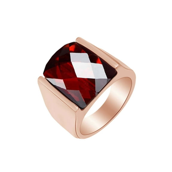 AFFY Cushion Simulated Garnet Cocktail Band Ring In 925 Sterling Silver Ring Size-4