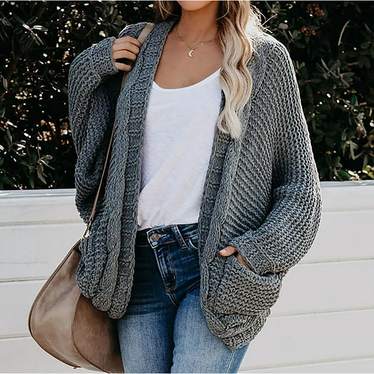 Women's Knit Cardigans Loose Slouchy Oversized Wrap Chunky Pocket Sweaters  Coat