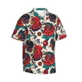 thumbnail image 2 of Uemuo Chicken Printed Regular Fit Short Sleeve Casual Hawaiian Shirt for Men,Aloha shirt,Tropical shirt,Floral print shirt,Vacation Beach shirt-X-Large, 2 of 9