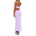 thumbnail image 2 of Women's Square Neck Spaghetti Strap Maxi Dress Backless Cutout Bodycon Long Dress for Party Graduation Evening, 2 of 6