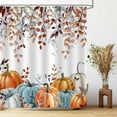 thumbnail image 3 of Fall Shower Curtains for Bathroom, Thanksgiving Pumpkins Autumn Leaves Shower Curtain Set with Hooks, Blue Orange Waterproof Fabric Fall Bathroom Decor Accessories, 72 x 72 Inch, 3 of 6