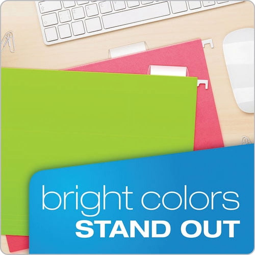 Glow Hanging File Folders, Letter Size, 1/5-Cut Tab, Assorted, 25/box | Bundle of 5 Boxes