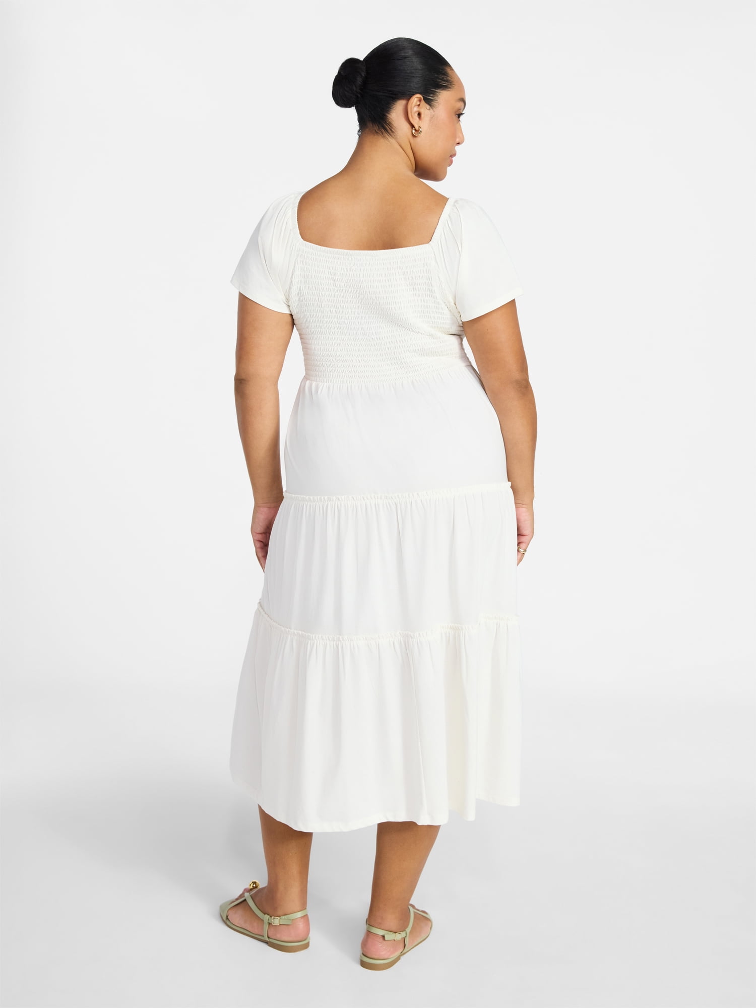 Terra & Sky Women's Plus Size Square Neck Smocked Dress, Sizes 0X-4X
