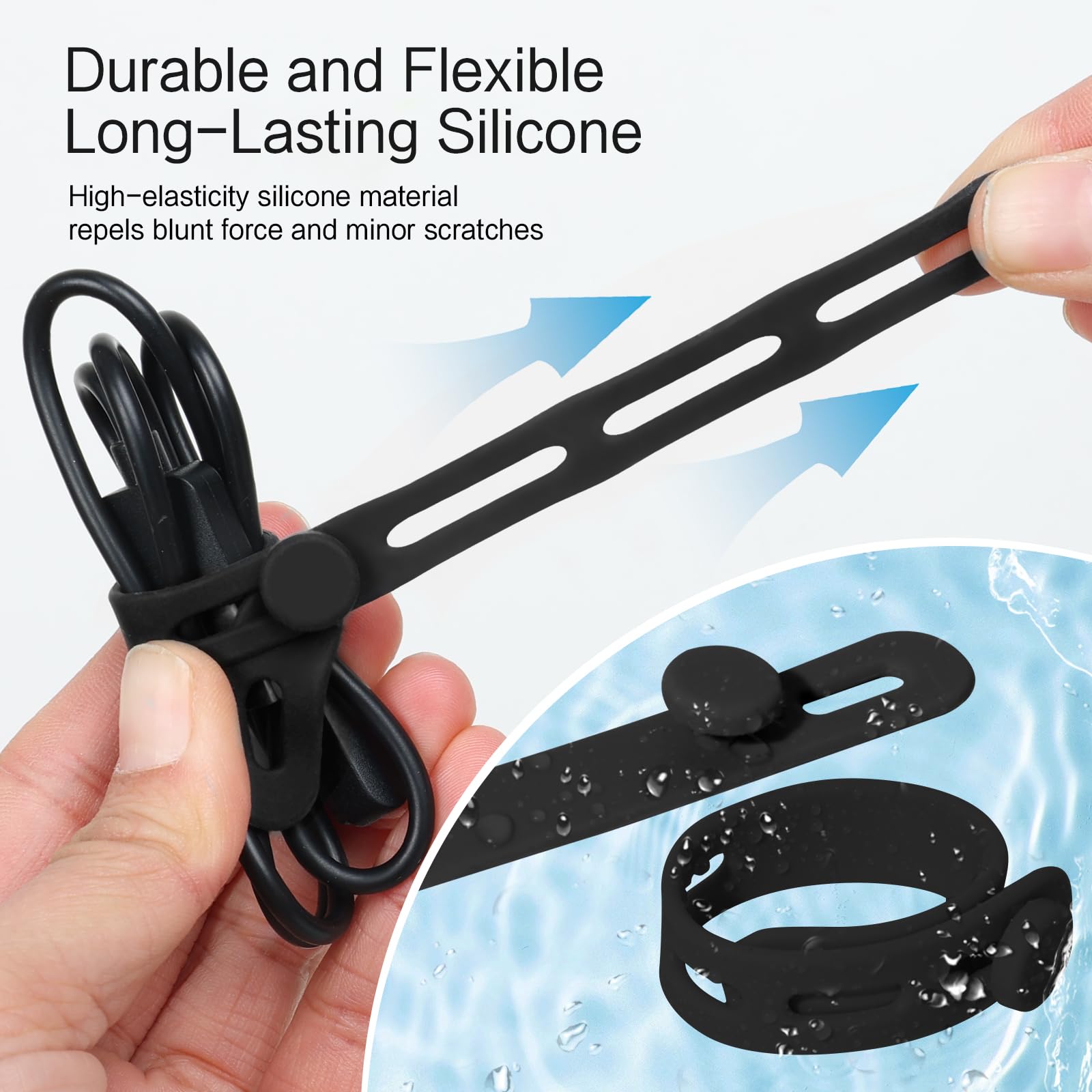 Donruby 24Pcs Silicone Cable Ties - Reusable & Washable with Locking Buckles, Adjustable Fastening Cable Management Straps, Multi-Purpose High Elasticity Cord Organizer (4 Colors)