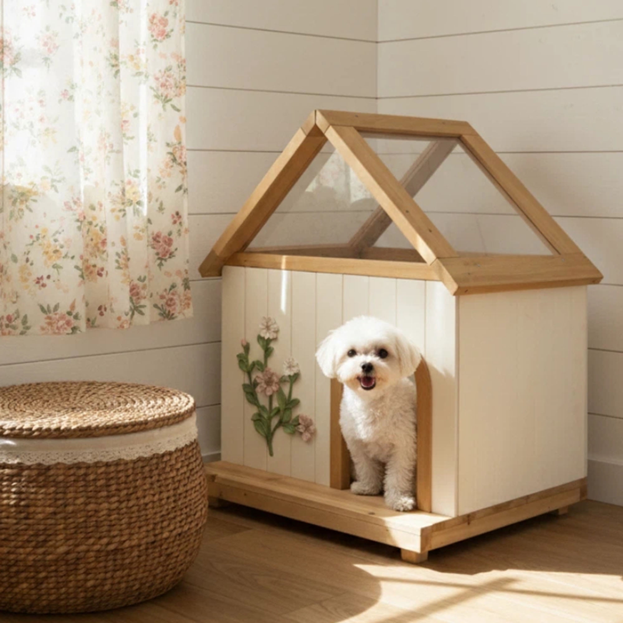 CQSXDA Cat House With Acrylic Roof – Indoor Outdoor Wooden Pet Shelter For Cats And Small Dogs Up To 25 Pounds