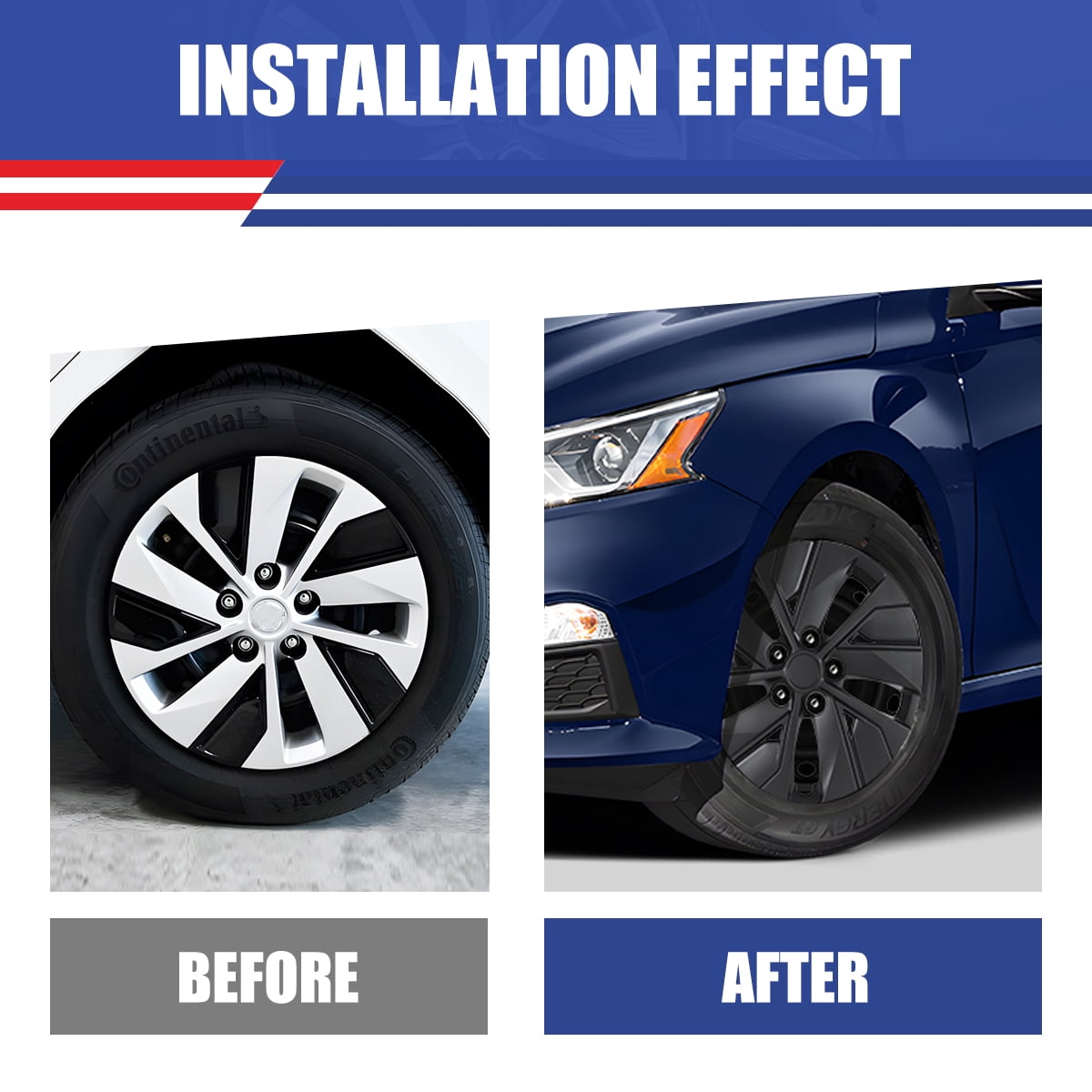 For 2019-2025 Nissan Altima,4Pcs Set 16" Wheel Rim Cover Hubcaps Replacement,Compatible with Steel Wheels,Snap on Installation,PP Material,Black Matte