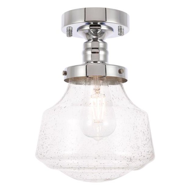 Living District LD6247C Lyle 1 Light Chrome & Clear Seeded Glass Flush Mount