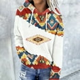 thumbnail image 2 of Western Aztec Casual Hoodies for Women Geometric Print Pullover Vintage Ethnic Long Sleeve Loose Hooded Sweatshirt Tops, 2 of 5