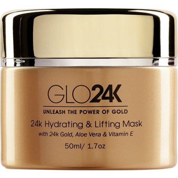 GLO24K 24k Hydrating & Lifting Mask with 24k Gold, Aloe Vera & Vitamin E