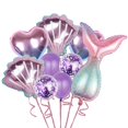 thumbnail image 4 of Juego de globos con forma de cola de pez en degradado, decoración para fiestas con temática de sirena del océano y cumpleaños para niños, 4 of 6