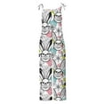 thumbnail image 4 of QATAINLAV Jumpsuits for Women Plus Size Spaghetti Strap Casual Loose Overalls Easter Cute Graohic Printed Wide Leg Rompers with Pockets Beach Outfits Multicolor XL, 4 of 6