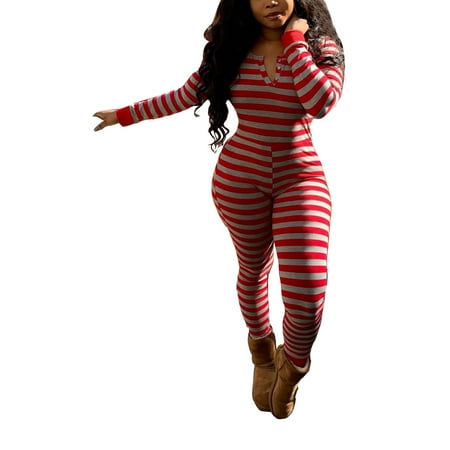 

Women s Onesie Sleepwear Sexy Butt Button Back Flap Jumpsuit Pajamas Bodycon Bodysuit Romper