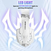 UHM Gaming Headset Wired for PS5 PS4 PC Xbox One Controller,Noise Cancelling Over Ear Headphones with Mic,LED Light,Bass Surround,Soft Memory Earmuffs for Laptop Mac,White