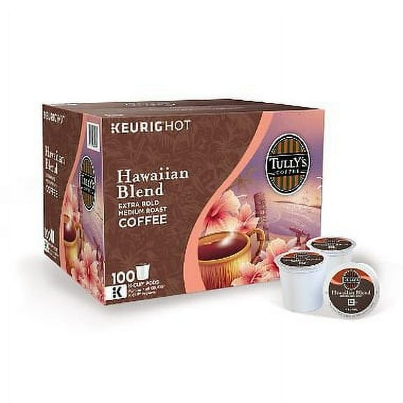 tully's hawaiian blend coffee, medium roast, keurig k - cups 100ct