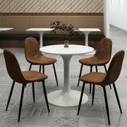 Homy Casa Set of 4 Upholstered Dining Chairs, Suede Brown, Metal Legs, Mid Century Modern for Kitchen & Dining Room