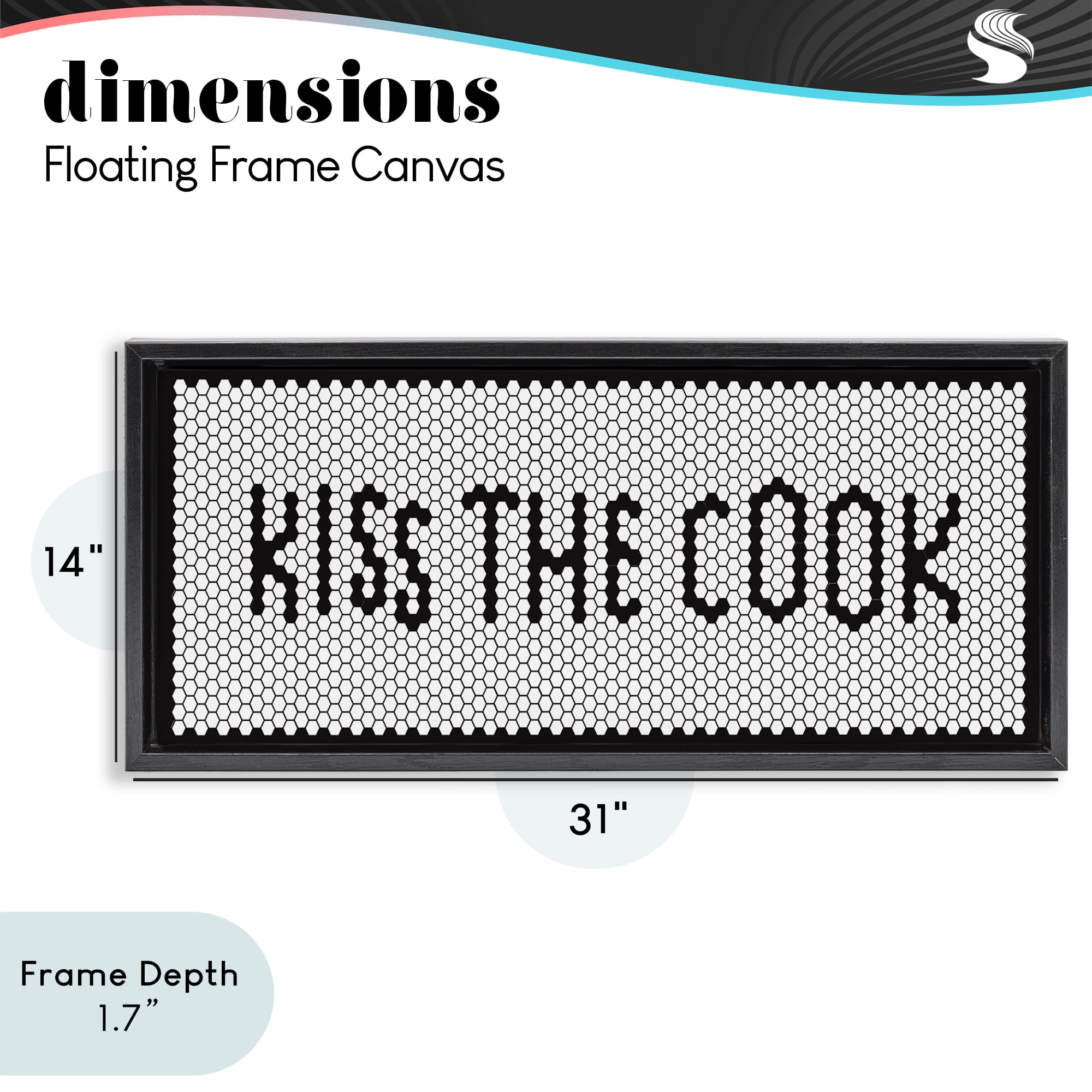 Stupell Industries Retro Kiss The Cook Black Framed Floater Canvas Wall Art, design by Elizabeth Medley
