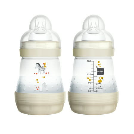 MAM Baby Bottles for Breastfed Babies, MAM Baby Bottles Anti-Colic, Unisex, 5 Ounces,