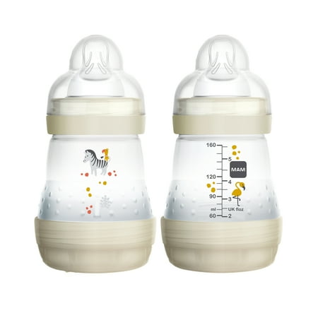 MAM Baby Bottles for Breastfed Babies, MAM Baby Bottles Anti-Colic, Unisex, 5 Ounces, (Best Baby Bottles For Breastfed Babies 2019)