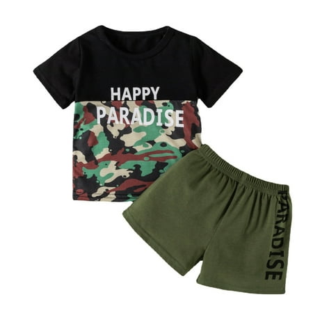 

Esho Toddler Boys Short Sleeve Top + Shorts Pants Baby Boy Casual Summer Beach Clothes Set 2 Pieces 9M-4T