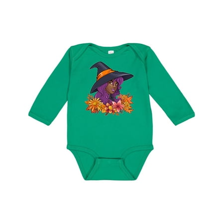 

Inktastic Witch with Autumn Flowers and Leaves Gift Baby Boy or Baby Girl Long Sleeve Bodysuit