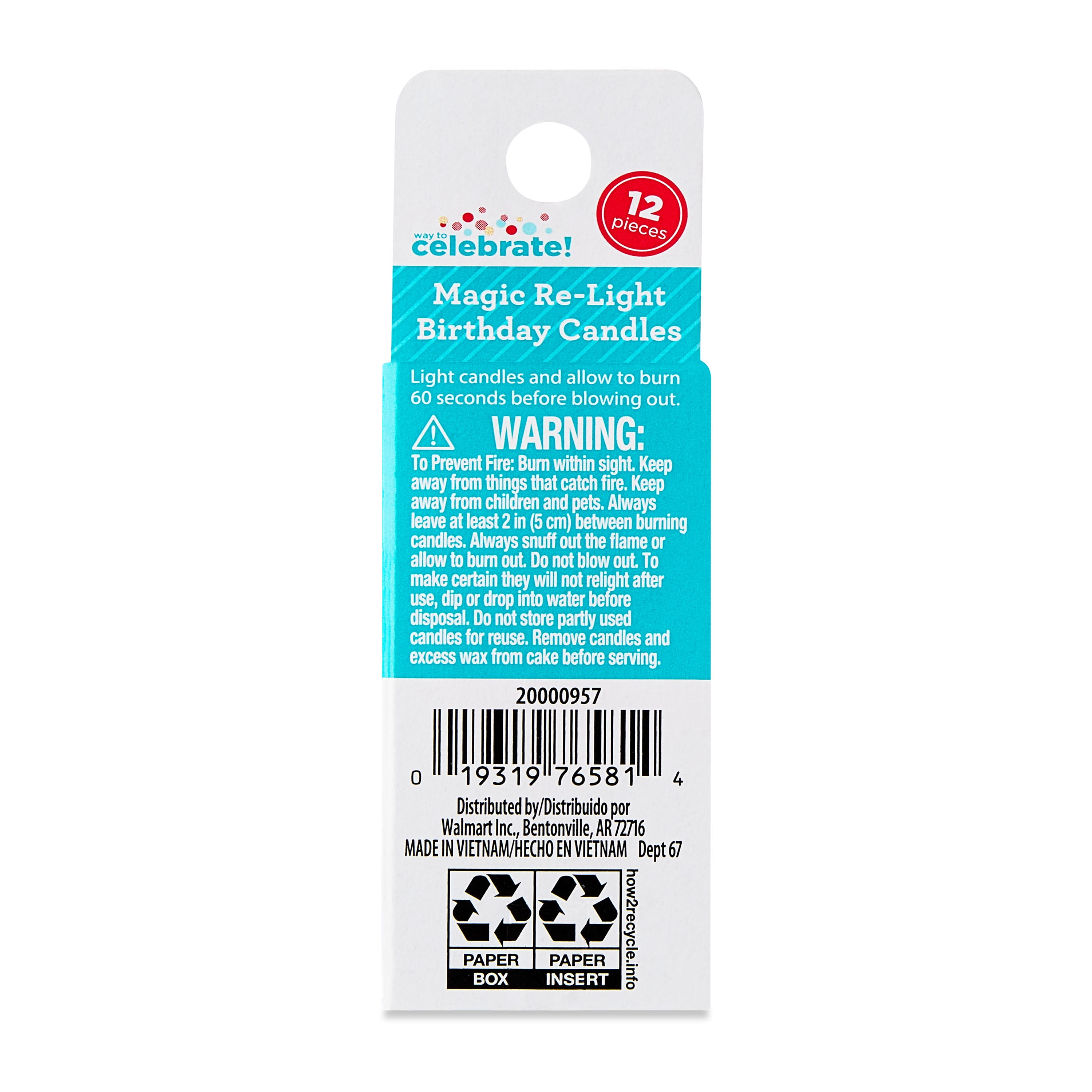 Multicolor Magic Re-Light Spiral Birthday Candles, 12 Count, by Way To Celebrate