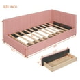 thumbnail image 3 of Upholstered Daybed with 2 Storage Drawers,Twin Size Sofa Bed Frame with Wood Slats, Linen Fabric Storage Bed  for Living Room Bedroom,No Box Spring Needed,Pink, 3 of 9