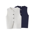 thumbnail image 1 of Chaleco elegante de cuello redondo para mujer, Top corto sin mangas con botonadura única, moda urbana, 2024, 1 of 5