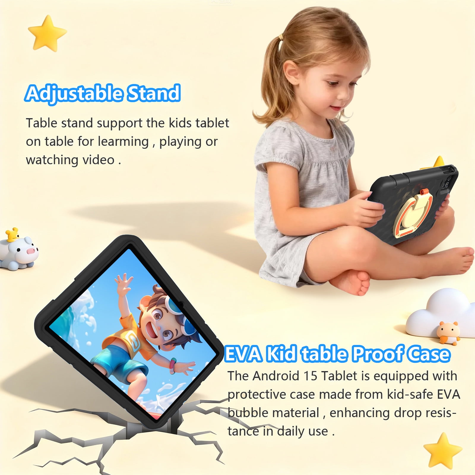 Android 15 Tablet, 10.1 inch Kids Tablet, Octa-core CPU, 20GB+128GB+1TB Expand Tablets for Kids with Kids Space, Parental Control, 6000mAh Big Battery, HD Touchscreen Display Tableta
